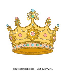 Golden Crown for a Royal King. Luxury crown with gems.