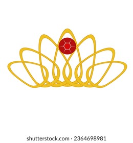 golden crown with ruby gem art drawn