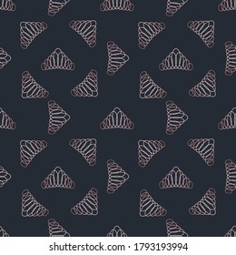 Golden crown seamless vector pattern. Geometric gold outline symbol of royalty. Vintage King and Queen logo Background.