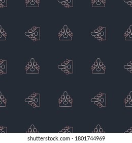 Golden crown seamless vector pattern. Geometric gold outline symbol of royalty. Vintage King and Queen logo Background.