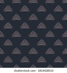 Patrón vectorial sin fisuras de la corona dorada. Símbolo geométrico del esquema de oro de la realeza. Fondo del logotipo del Rey Vintage y la Reina.