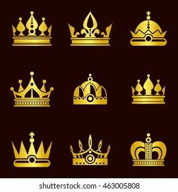 Golden crown set illustration