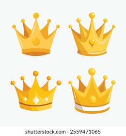 golden crown set vector design