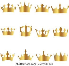 golden crown set vector illustration. Good for banner, poster, greeting card, party card, invitation, template, advertising, campaign, and social media.