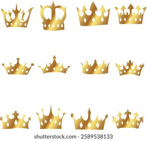 golden crown set vector illustration. Good for banner, poster, greeting card, party card, invitation, template, advertising, campaign, and social media.