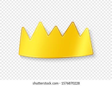 Golden crown with shadow on a transparent background. Vector illustration.