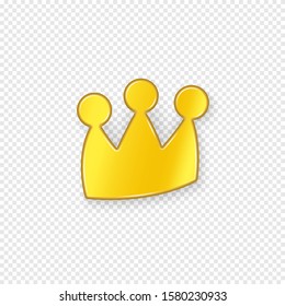 Golden crown with shadow on a transparent background. Vector illustration.