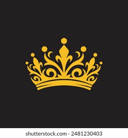 Golden Crown Silhouette Vector Illustration