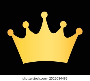 Golden Crown silhouette vector illustration. Gold crown isolated on a black background. Modern Crown silhouette icon design template. Award icon on background for graphic and web design.