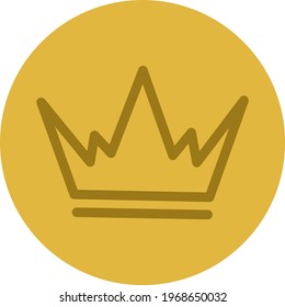 Golden crown with spikes, icon illustration, vector on white background