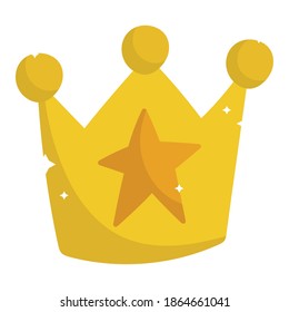 golden crown star jewelry monarchy cartoon icon vector illustration
