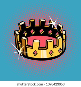 Golden crown, state power. Pop art retro vector illustration kitsch vintage