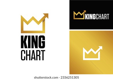 Golden Crown with Statistic Arrow Chart Diagram Marketing Financial Profit Business logo design