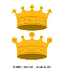 Golden Crown Symbol of Luxury Vector. Golden Crown Element on White Background. Royal Head Accessories.