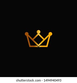 Golden crown symbol shape icon logo design, Gold color template design.