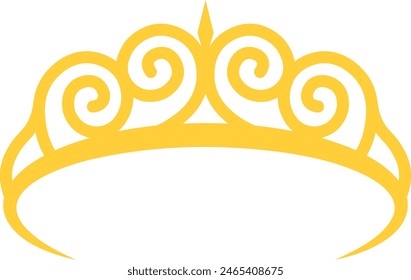 Golden Crown Tiara Icon Isolated on a White Background. Vector Illustration in Flat Style.