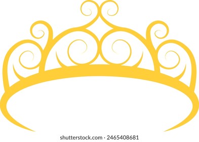 Golden Crown Tiara Icon Isolated on a White Background. Vector Illustration in Flat Style.