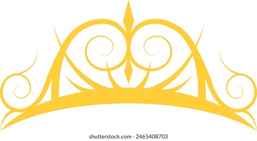 Golden Crown Tiara Icon Isolated on a White Background. Vector Illustration in Flat Style.