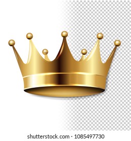 Golden Crown Transparent Background With Gradient Mesh, Vector Illustration