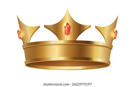 Goldene Krone. Vektorgrafik 3d einzeln auf weißem Hintergrund.