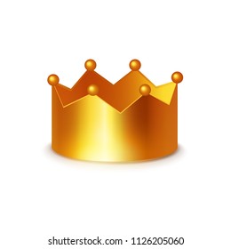 Golden Crown, Vector Clipart isolated on white background. This shiny sogm can be used as a logo, banner, signboard.