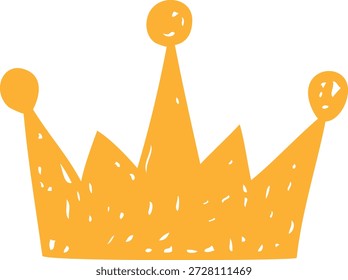 Golden crown vector crayon sketch. Festive decorative accessory design element. Winner award decoration. Medieval luxury and royal majesty king symbol. Rating premium sign, shiny trophy
