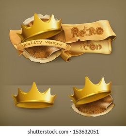 Golden crown, vector icon