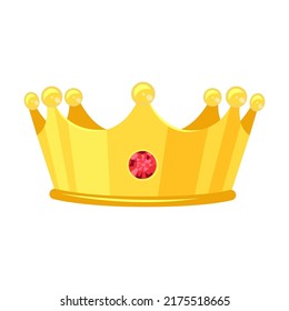 Golden crown vector illustration. Accessory for royals, king, queen, prince or princess isolated on white background. Fantasy, monarchy, jewelry