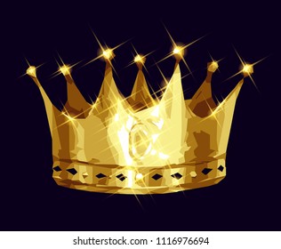 golden crown vector illustration low poly modeling
