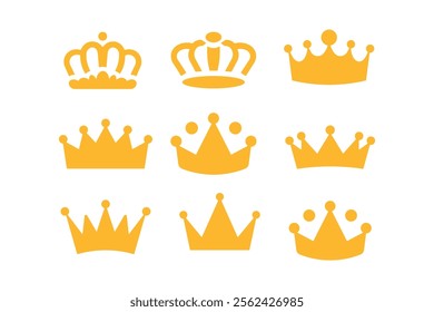 Golden crown vector illustration set for luxurious design projects, golden crown, crown collection, luxury, elegant, premium, majestic, decorative, crownlike, imagery, ornate, prestigious, affinity