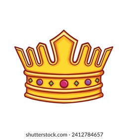 Golden crown Vector isolated on transparent background. Gold Crown royal jewelry symbol of king queen and princess. Good for mascot, logos, icons, clip art, posters, stickers.