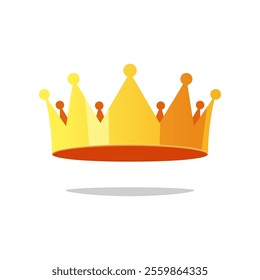 Golden crown vector isolated on white background.