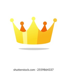 Golden crown vector isolated on white background.