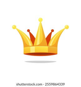 Golden crown vector isolated on white background.