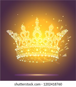 Golden crown vector lowpoly illustration style