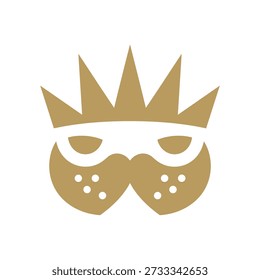 Golden crowned face icon with beard