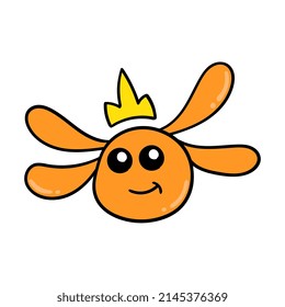 Golden gekrönten Fliegenkönig, Vektorgrafik. doodle Symbol kawaii.