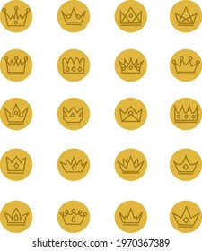 Golden crowns, icon illustration, vector on white background