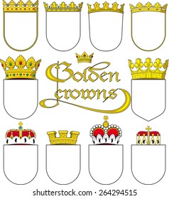 golden crowns for your sign - isolated vector