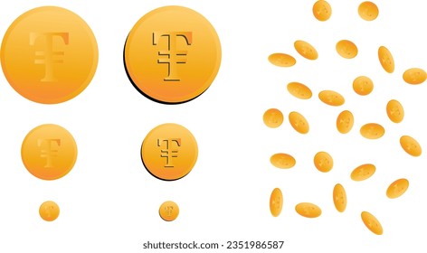 Moneda criptográfica dorada, vector editable, sin fondo