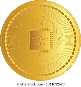 golden crypto coin vector illustration