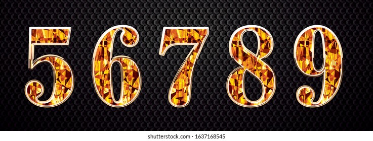Golden Crystal luxury vector numbers 56789