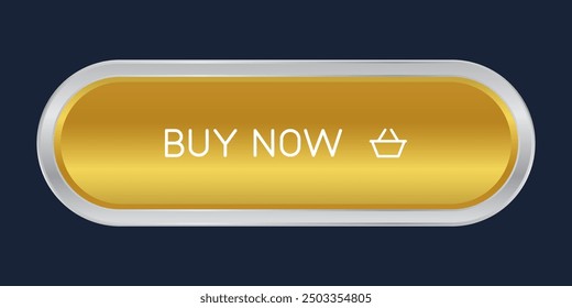 Golden CTA button: Buy now with silver frame.