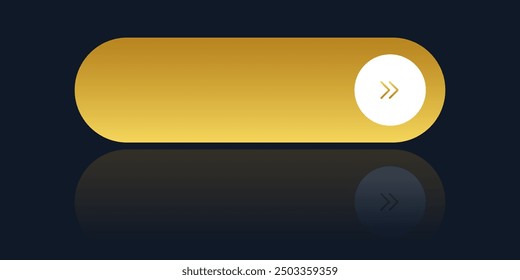 Golden CTA button template with reflection.