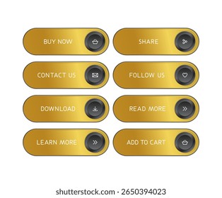 Golden CTA button with text and icon set.