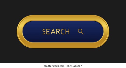 Botón dorado CTA con texto: Búsqueda e icono de lupa.