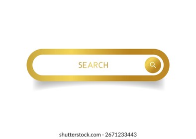 Golden CTA button with text: Search and magnifier icon.