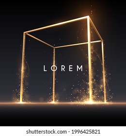 Golden Cube Frame With Light Effect