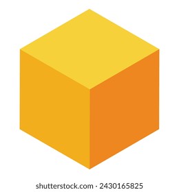 Golden cube icon isometric vector. Brick game piece. Dice abc play