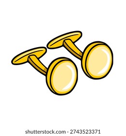 Golden Cufflinks Vector Illustration - Elegant Menswear Accessory